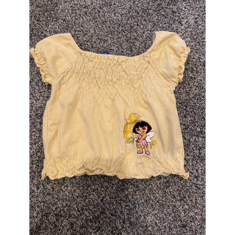 Vintage Dora the Explorer Yellow Dress Shirt Girls 3T Nick Jr Nickelodeon Y2K